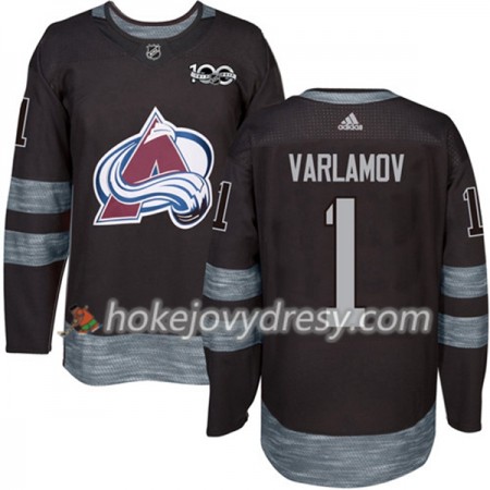 Pánské Hokejový Dres Colorado Avalanche Semyon Varlamov 1 1917-2017 100th Anniversary Adidas Černá Authentic